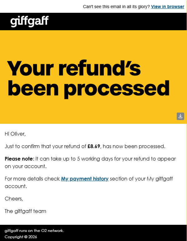 giffgaff 突然封卡之后，我是怎么拿回退款的